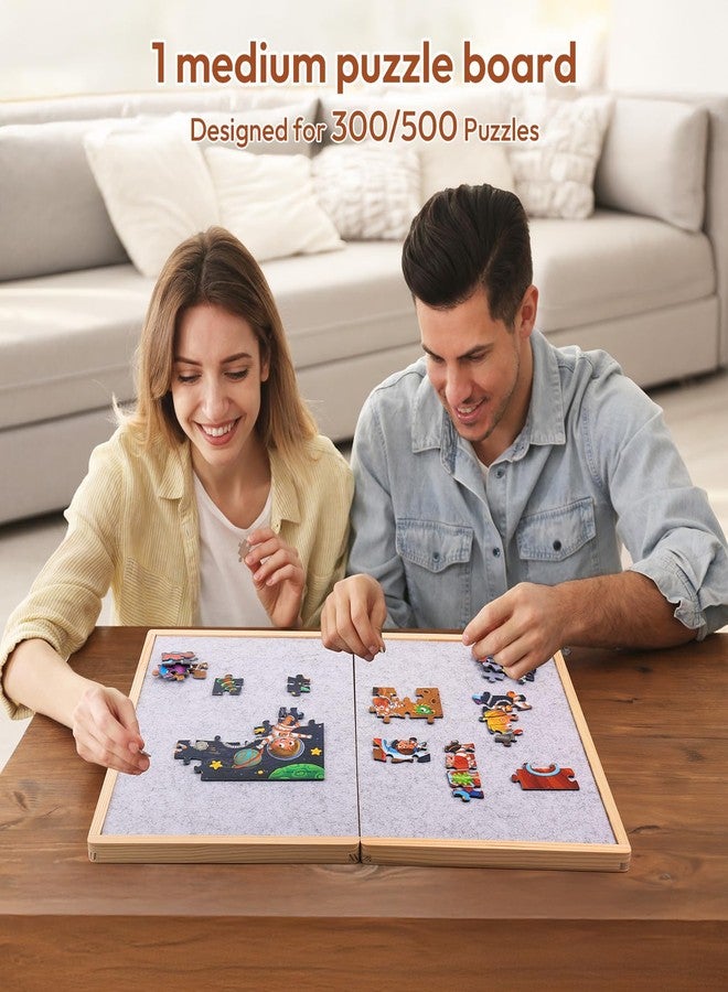 Woodtoe Small Puzzle Board with 2 Sizes, 16.1'' x 11.4'' Puzzles Board for 100 Piece, 16.1'' x 22.8'' Puzzle Table for 300 500 Jigsaw Puzzles, Wooden Felt Puzzle Tray for Kids 3+ - Image 5